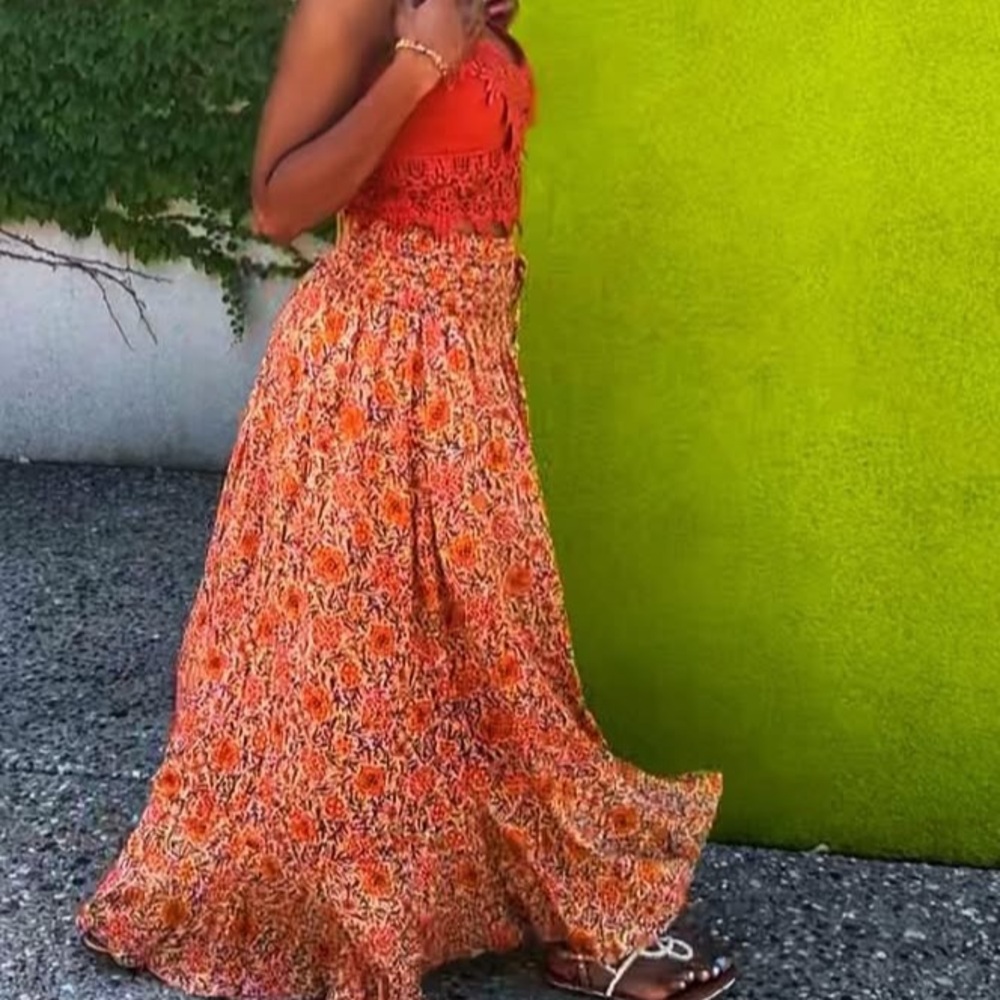 Floral Button-Down Maxi Skirt